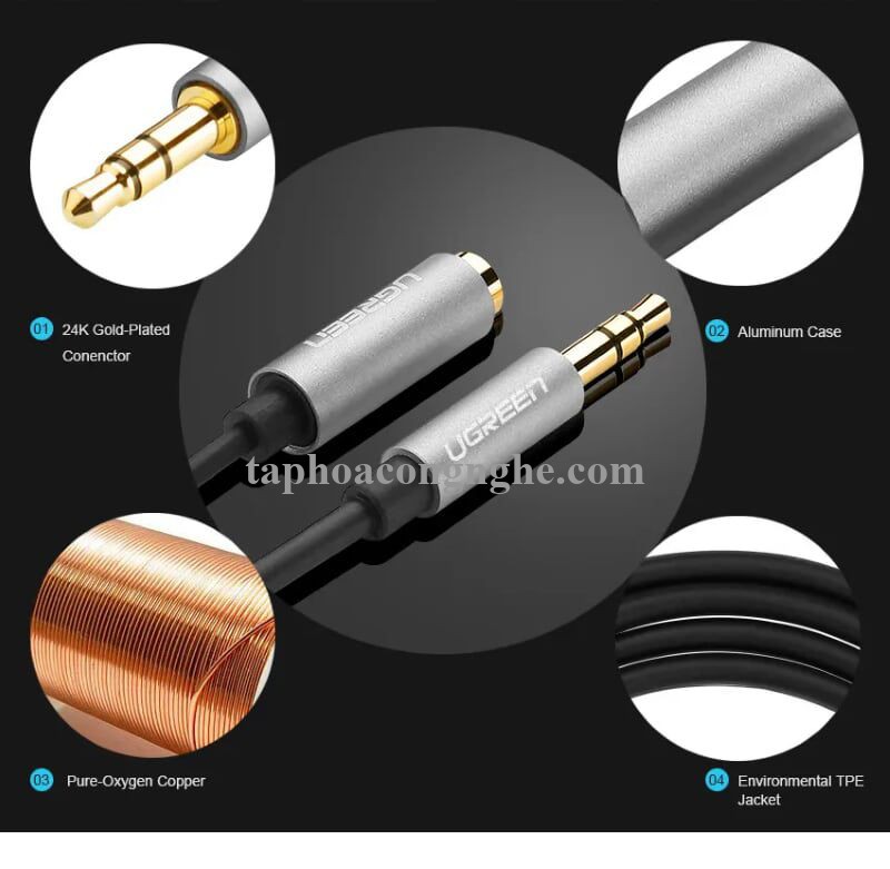 Ugreen 10595 3M màu Đen Cáp âm thanh 3.5mm nối dài AV118 30010595